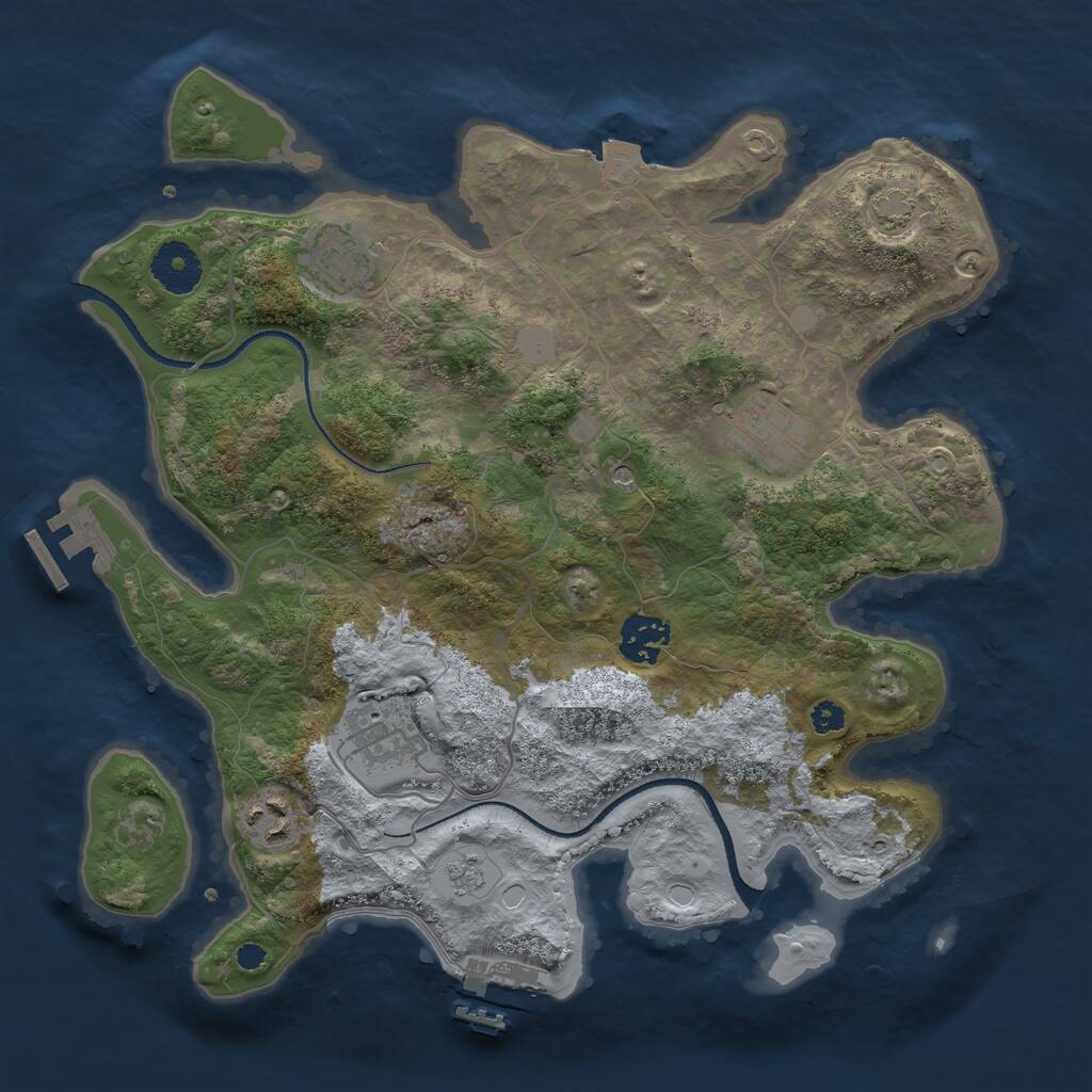Rust Map: Procedural Map, Size: 3300, Seed: 883716875, 11 Monuments