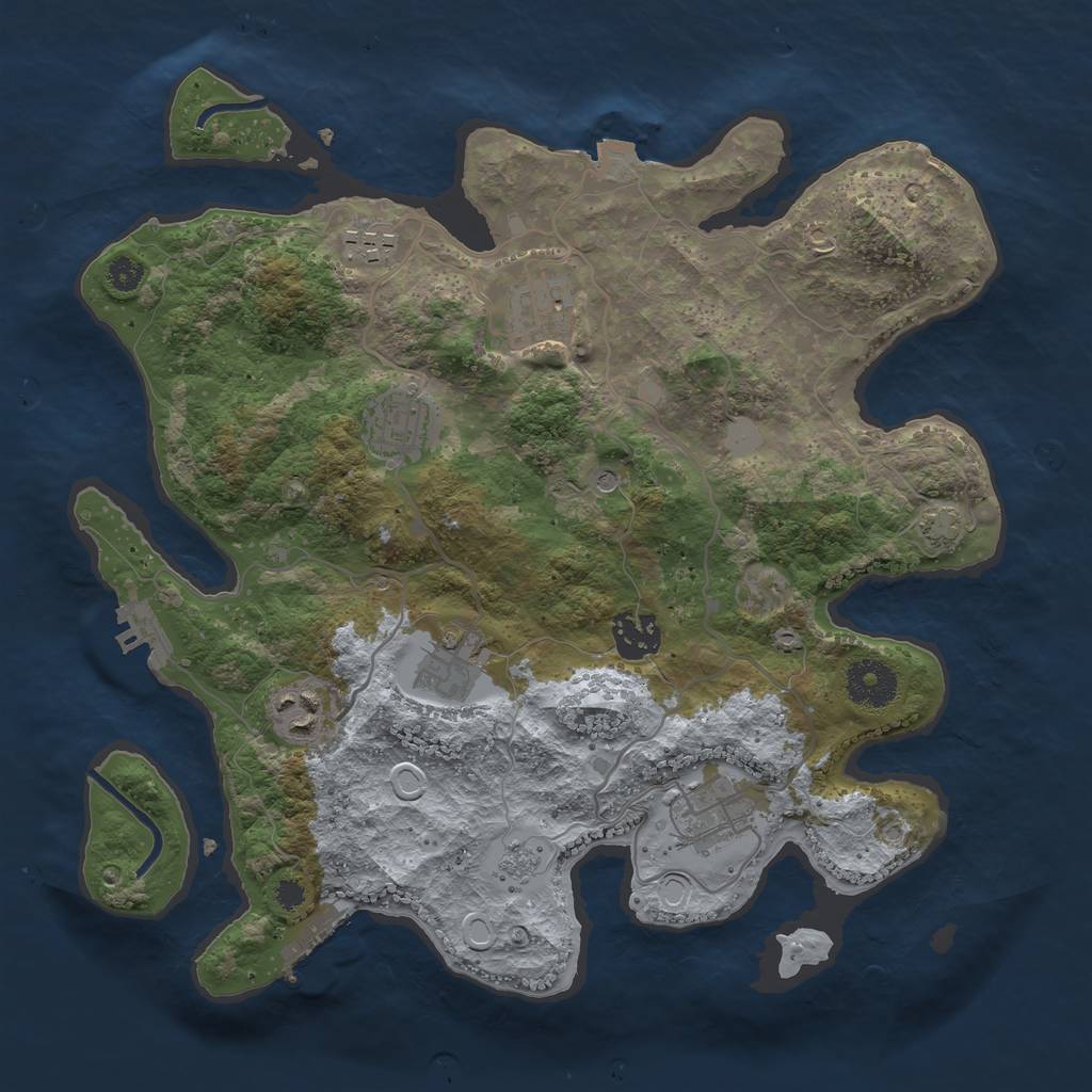 Rust Map: Procedural Map, Size: 3300, Seed: 883716875, 15 Monuments