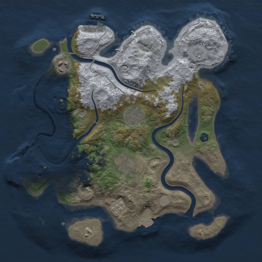 Rust Map: Procedural Map, Size: 3000, Seed: 68888, 10 Monuments