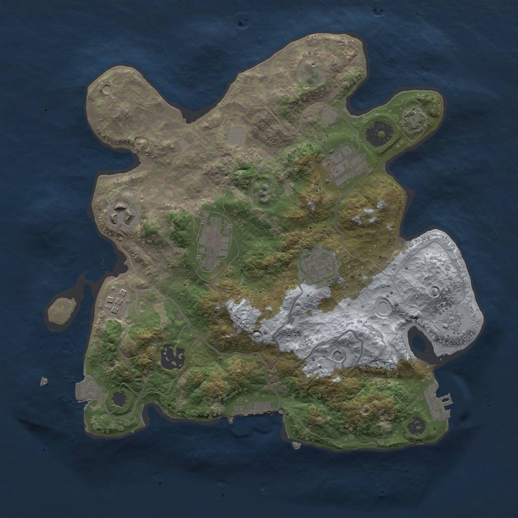 Rust Map: Procedural Map, Size: 3000, Seed: 595697258, 14 Monuments