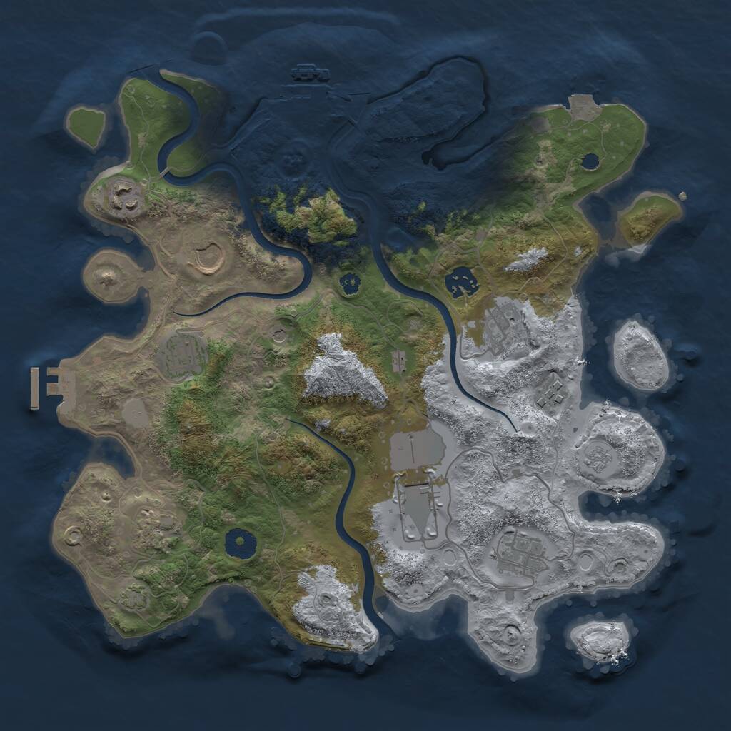 Rust Map: Procedural Map, Size: 3500, Seed: 23180081, 15 Monuments
