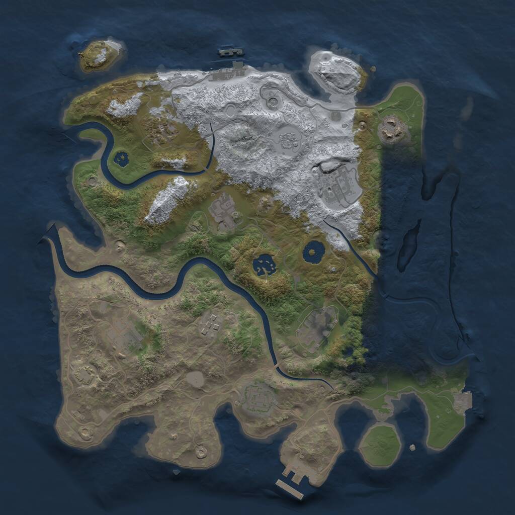 Rust Map: Procedural Map, Size: 3450, Seed: 97732930, 15 Monuments