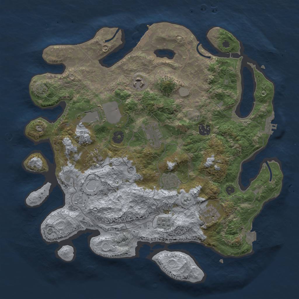 Rust Map: Procedural Map, Size: 3600, Seed: 3000, 16 Monuments