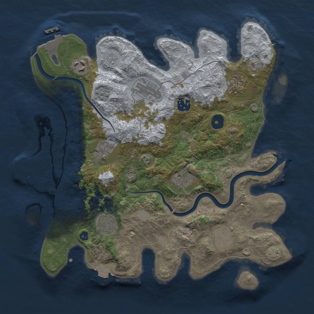 Rust Map: Procedural Map, Size: 3450, Seed: 36432162, 15 Monuments