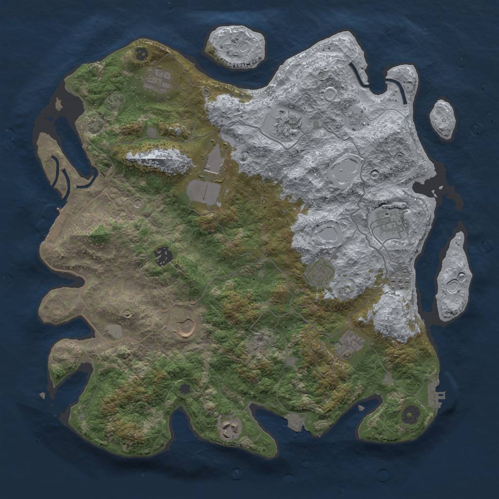 Rust Map: Procedural Map, Size: 4000, Seed: 674883575, 18 Monuments
