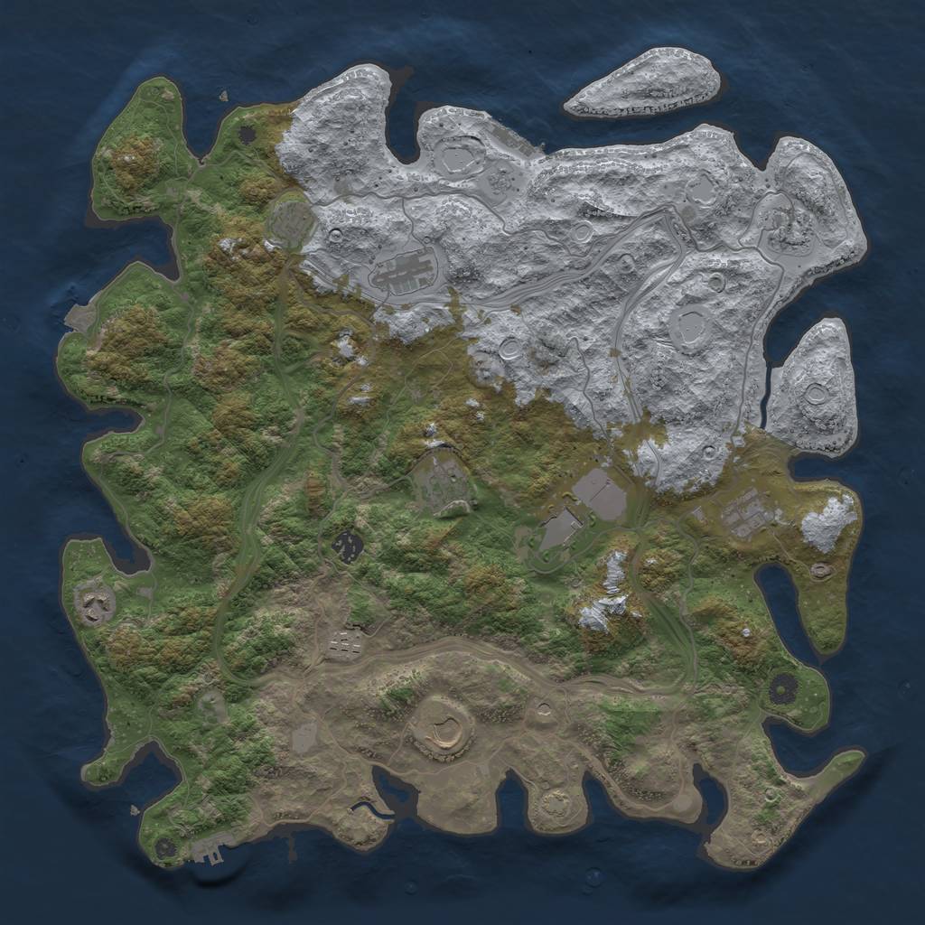 Rust Map: Procedural Map, Size: 4500, Seed: 7414, 18 Monuments