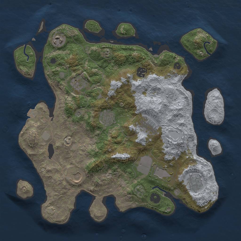 Rust Map: Procedural Map, Size: 3500, Seed: 61523772, 14 Monuments