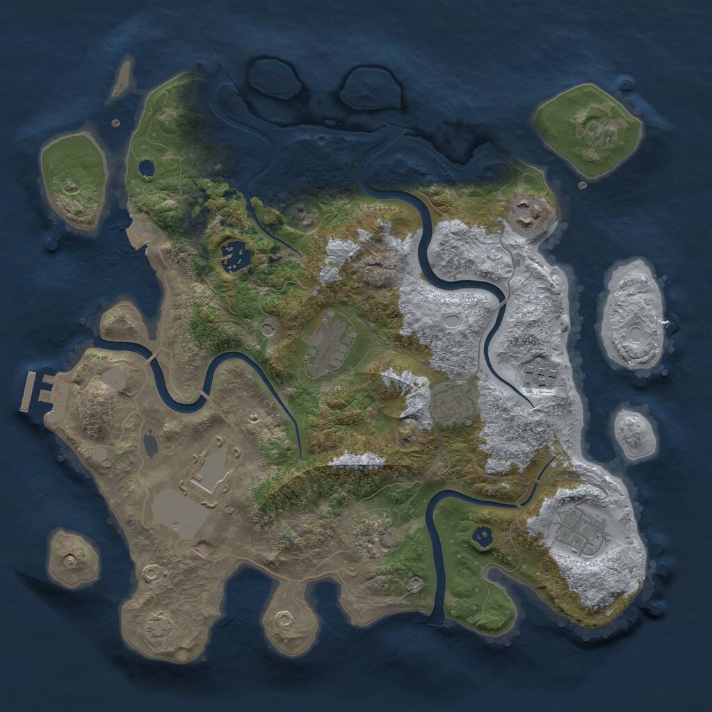 Rust Map: Procedural Map, Size: 3500, Seed: 61523772, 12 Monuments