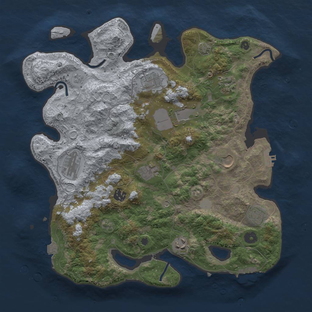 Rust Map: Procedural Map, Size: 3700, Seed: 62381048, 17 Monuments