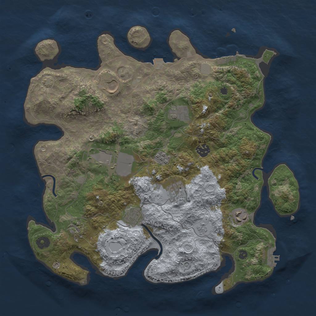 Rust Map: Procedural Map, Size: 3600, Seed: 6731, 17 Monuments