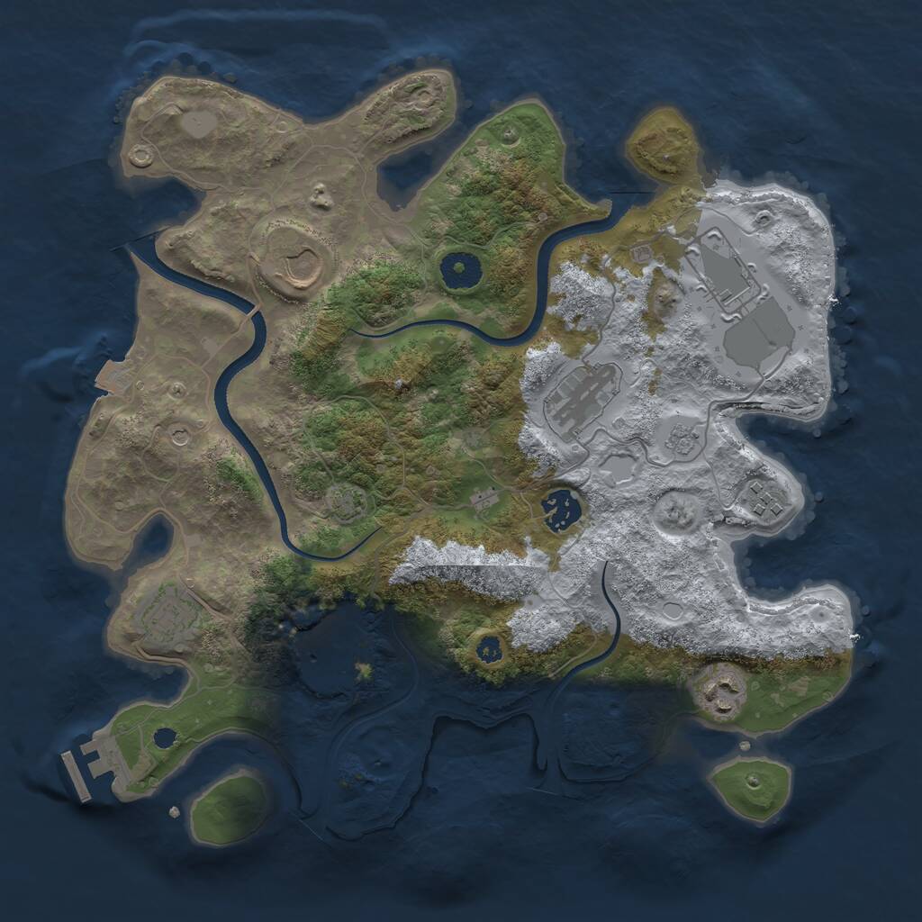 Rust Map: Procedural Map, Size: 3500, Seed: 12345521, 13 Monuments