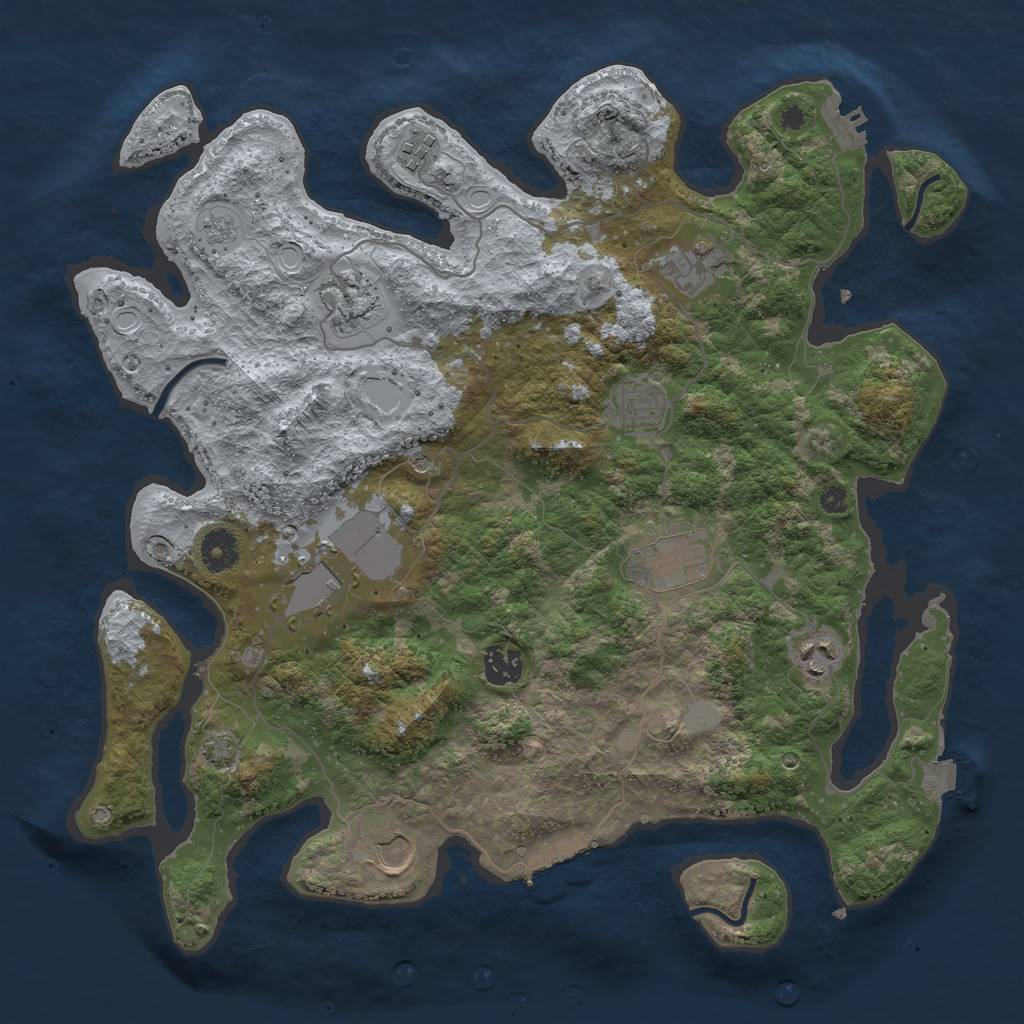 Rust Map: Procedural Map, Size: 3800, Seed: 1261552022, 17 Monuments