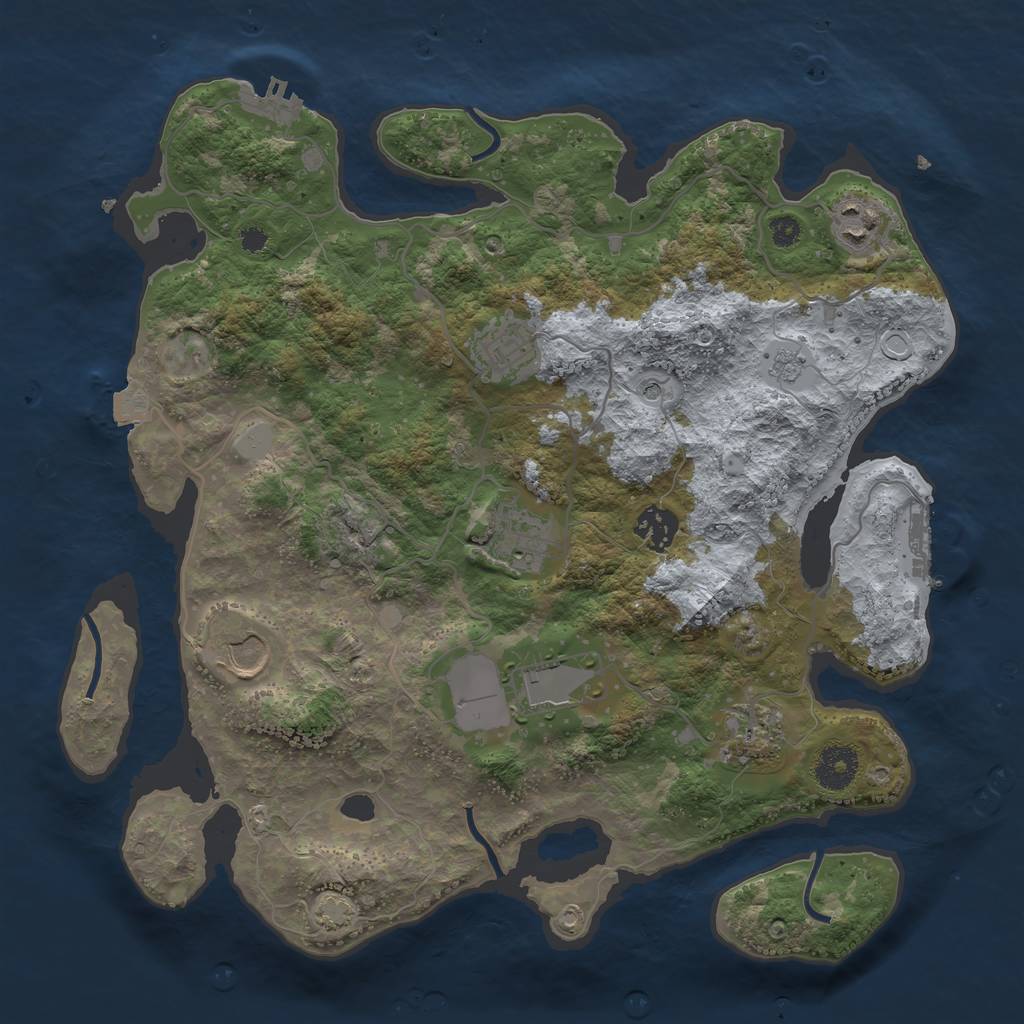 Rust Map: Procedural Map, Size: 3500, Seed: 23456221, 15 Monuments