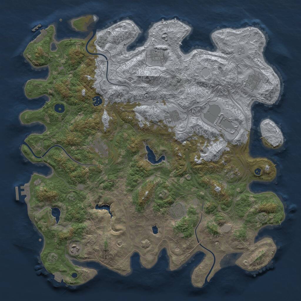 Rust Map: Procedural Map, Size: 4500, Seed: 322207536, 16 Monuments
