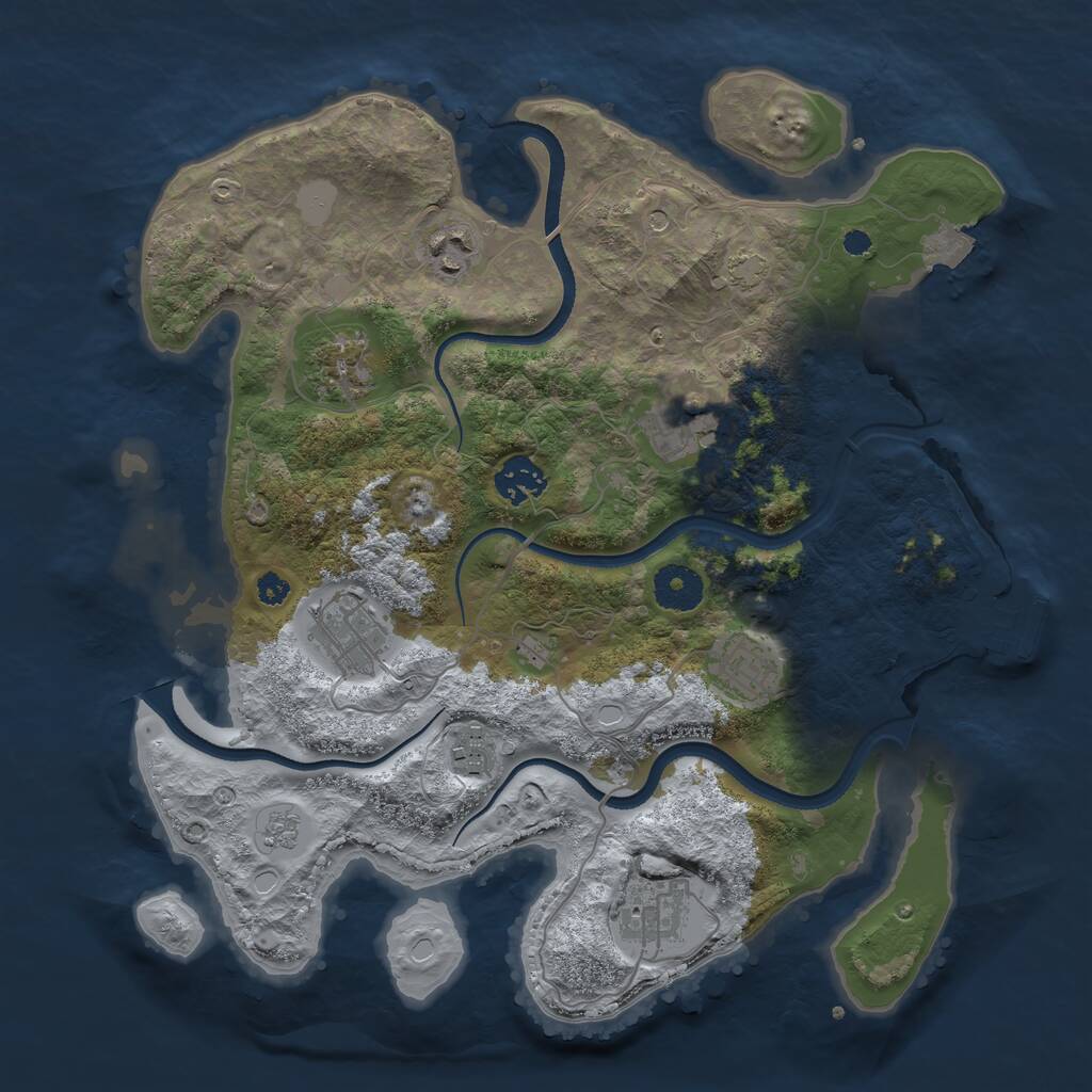 Rust Map: Procedural Map, Size: 3400, Seed: 78256172, 13 Monuments