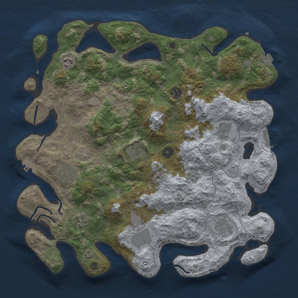 Rust Map: Procedural Map, Size: 4000, Seed: 857393524, 17 Monuments