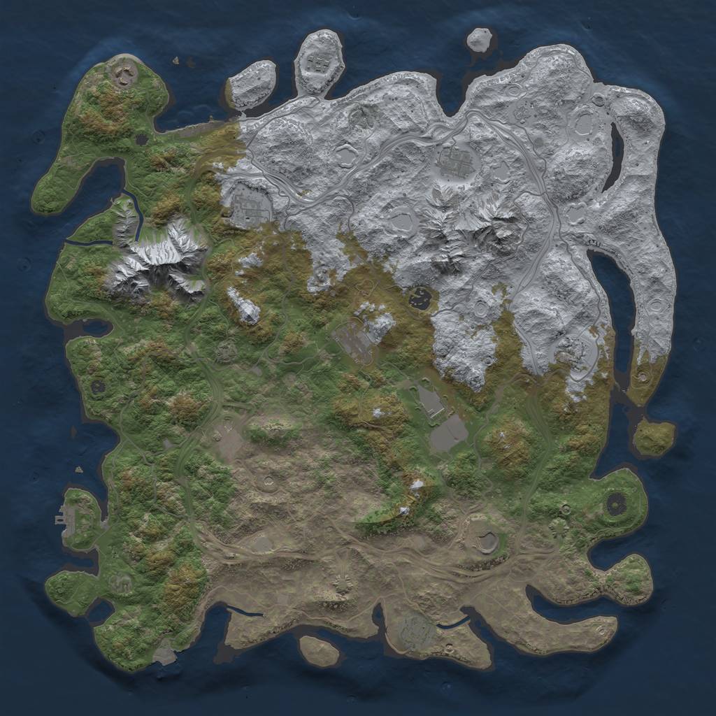 Rust Map: Procedural Map, Size: 5000, Seed: 1379506226, 19 Monuments