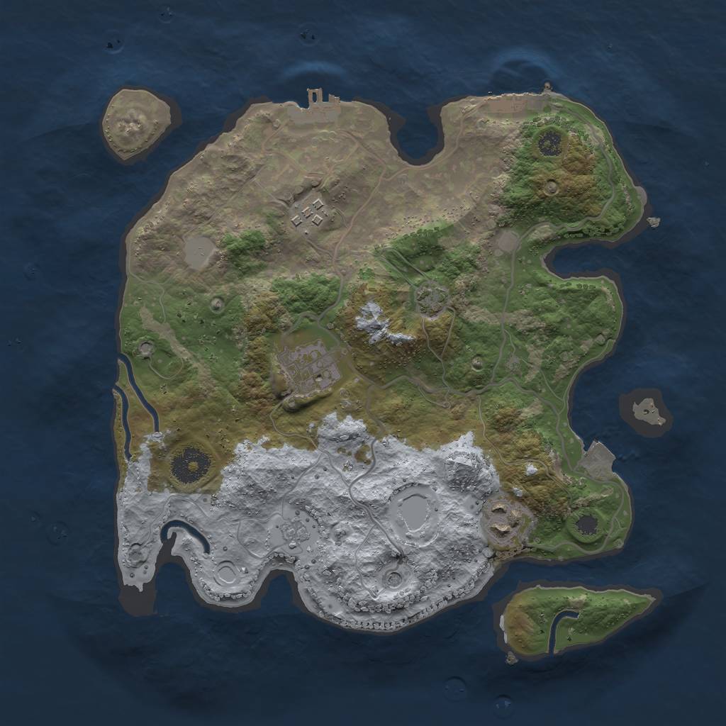 Rust Map: Procedural Map, Size: 3000, Seed: 34473, 11 Monuments