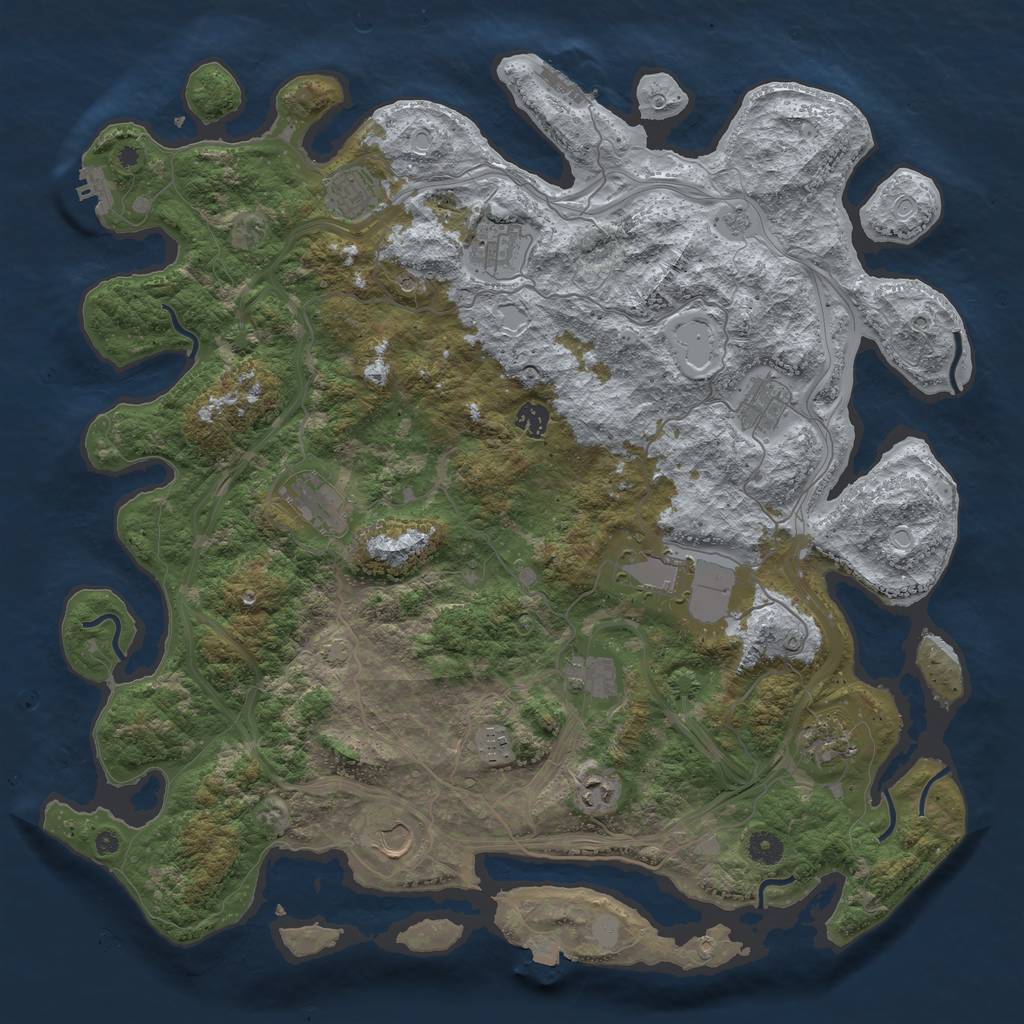 Rust Map: Procedural Map, Size: 4500, Seed: 146794348, 19 Monuments
