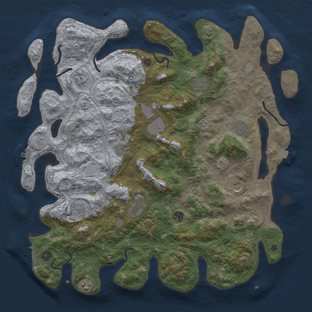 Rust Map: Procedural Map, Size: 4500, Seed: 731784210, 19 Monuments