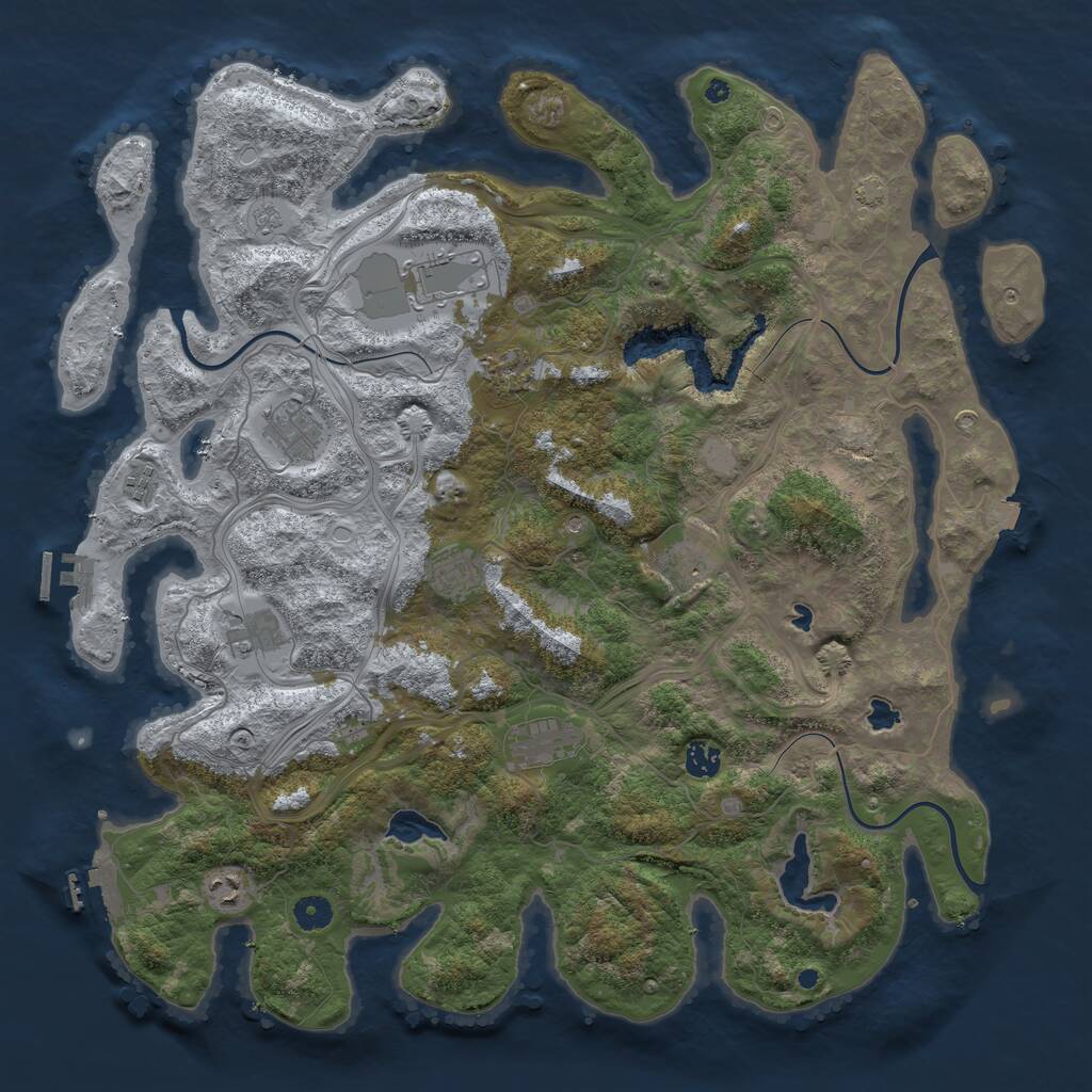 Rust Map: Procedural Map, Size: 4500, Seed: 731784210, 16 Monuments