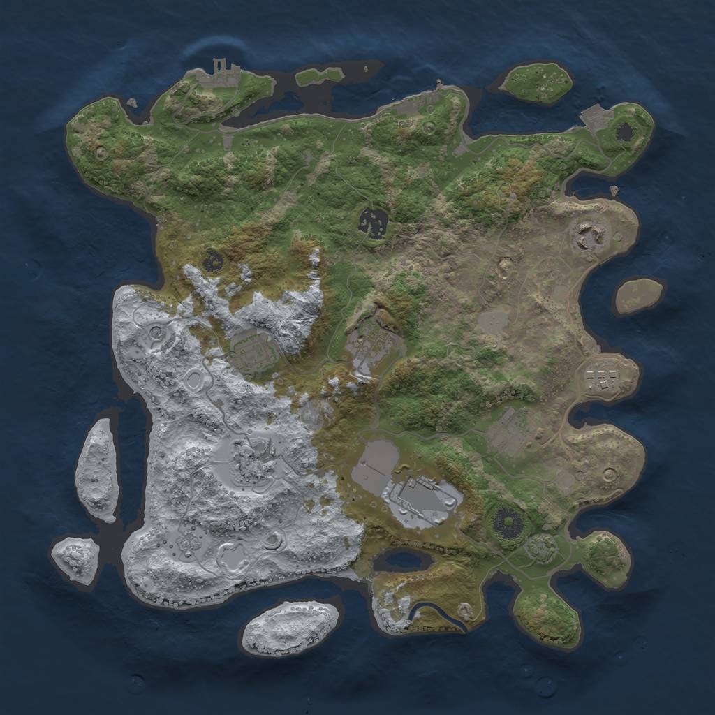 Rust Map: Procedural Map, Size: 3500, Seed: 937287005, 16 Monuments