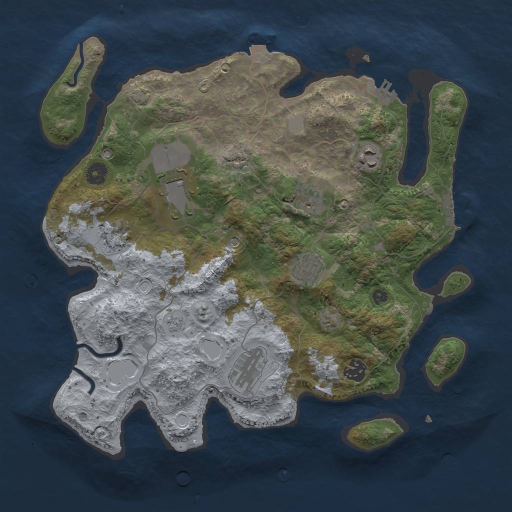 Rust Map: Procedural Map, Size: 3500, Seed: 1030222468, 15 Monuments