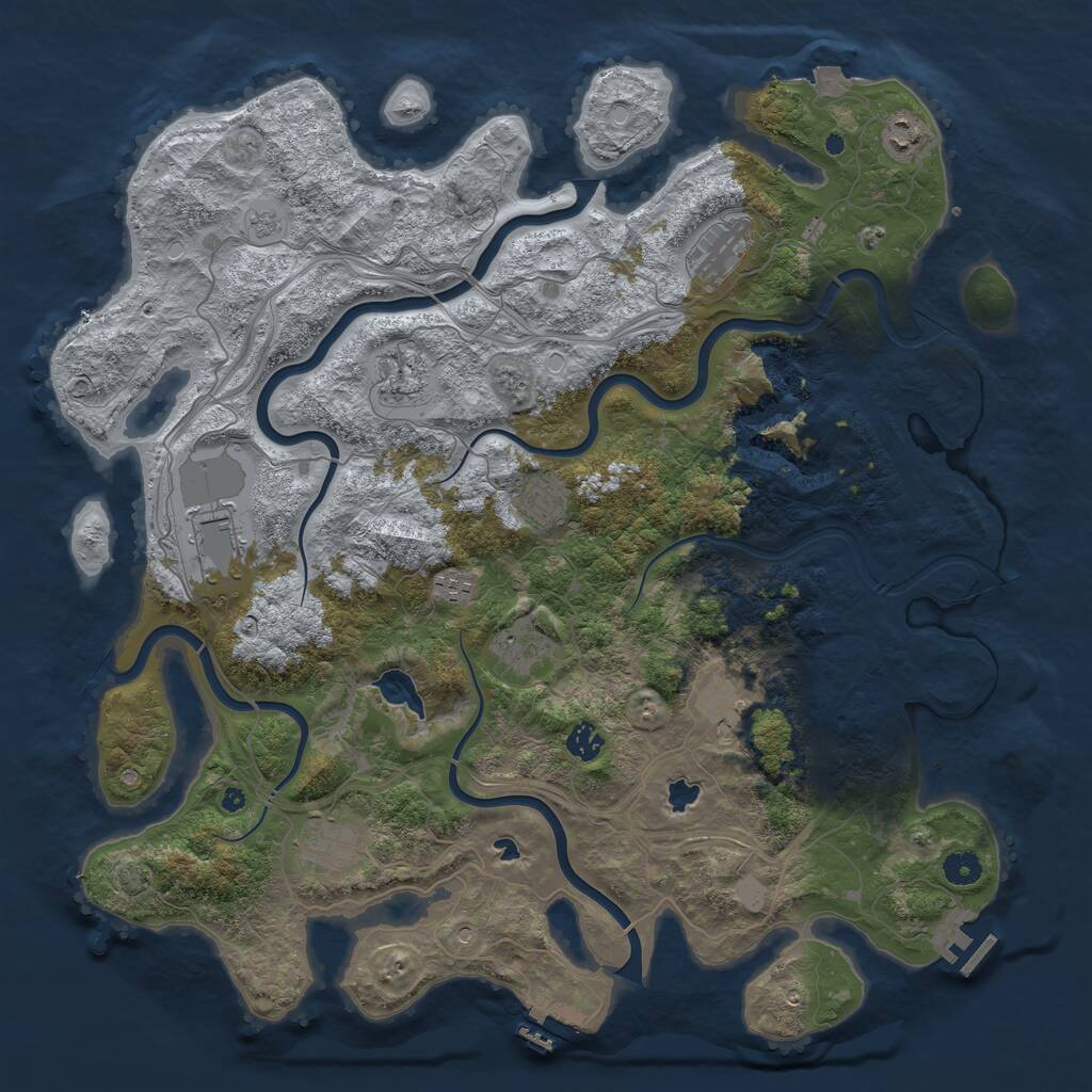 Rust Map: Procedural Map, Size: 4500, Seed: 215745150, 16 Monuments