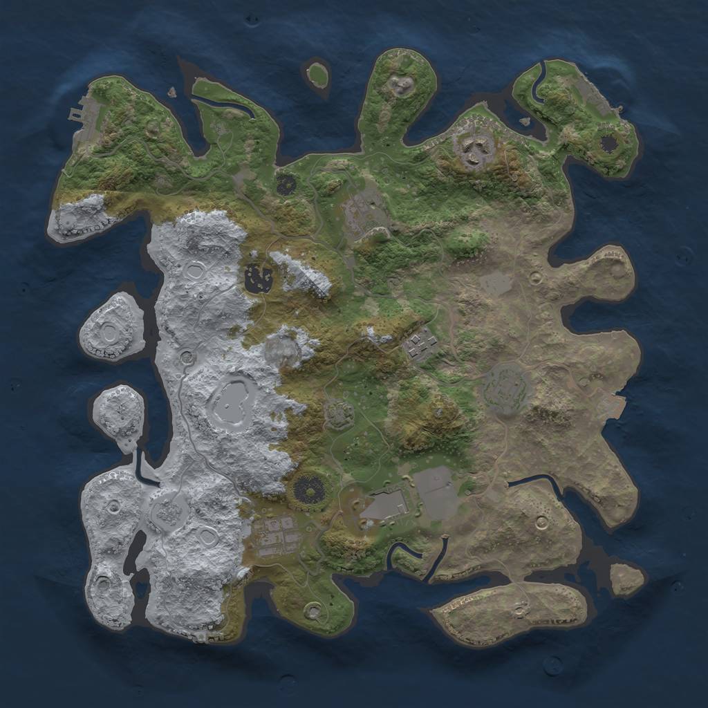 Rust Map: Procedural Map, Size: 3500, Seed: 2004076826, 15 Monuments