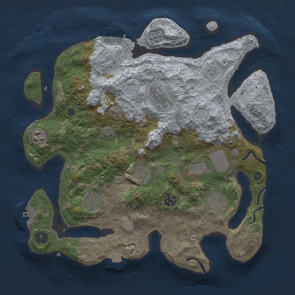 Rust Map: Procedural Map, Size: 3500, Seed: 779307780, 16 Monuments