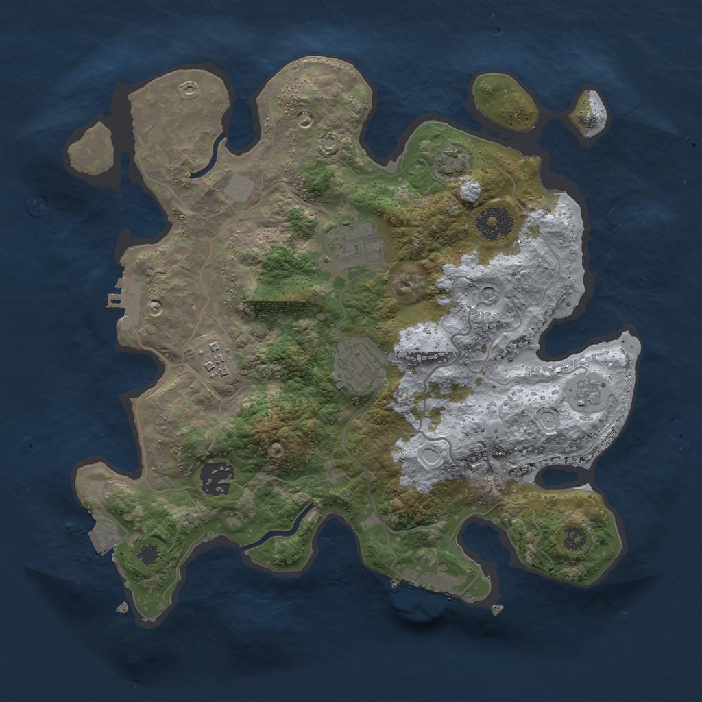 Rust Map: Procedural Map, Size: 3000, Seed: 16157, 12 Monuments