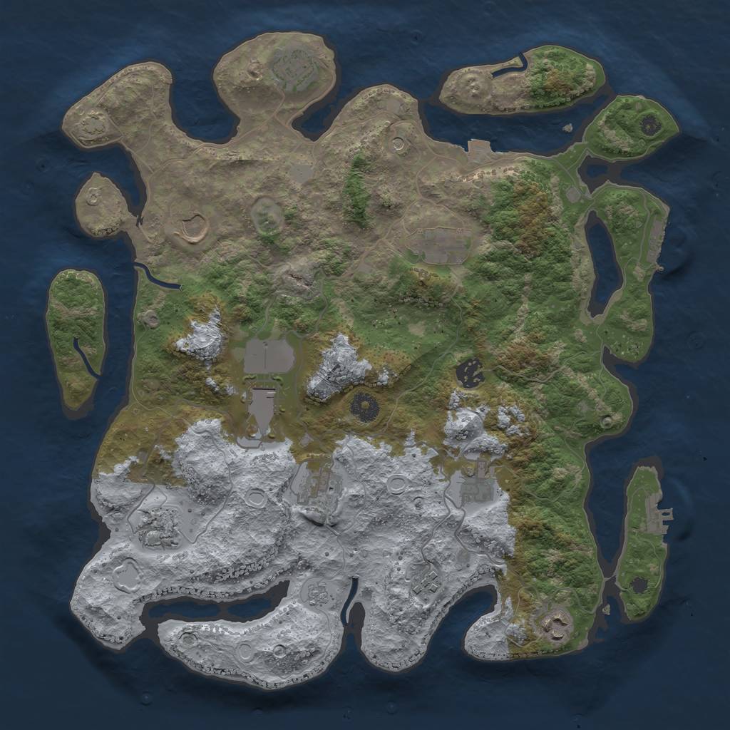Rust Map: Procedural Map, Size: 3800, Seed: 25705829, 18 Monuments