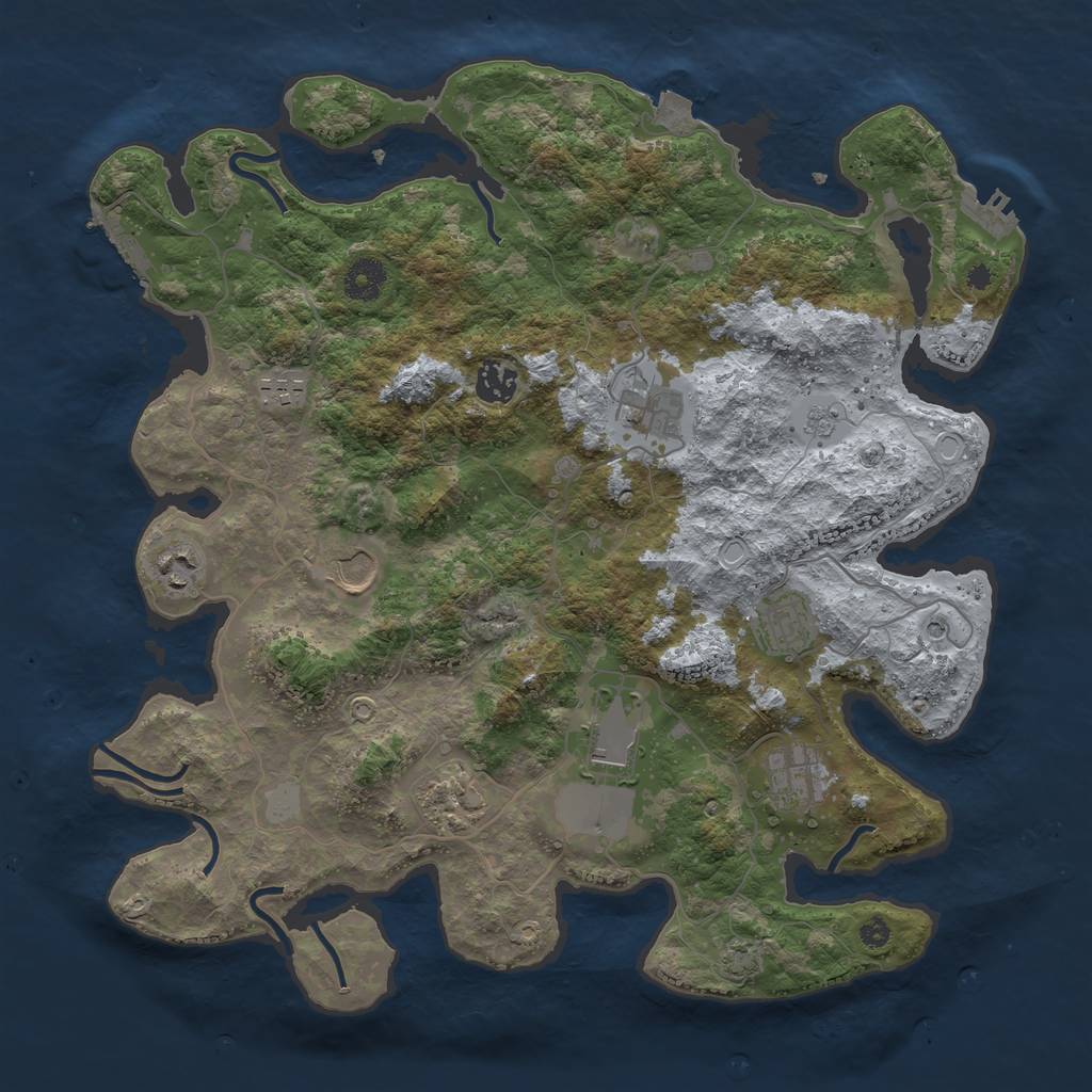 Rust Map: Procedural Map, Size: 3800, Seed: 19413092, 17 Monuments
