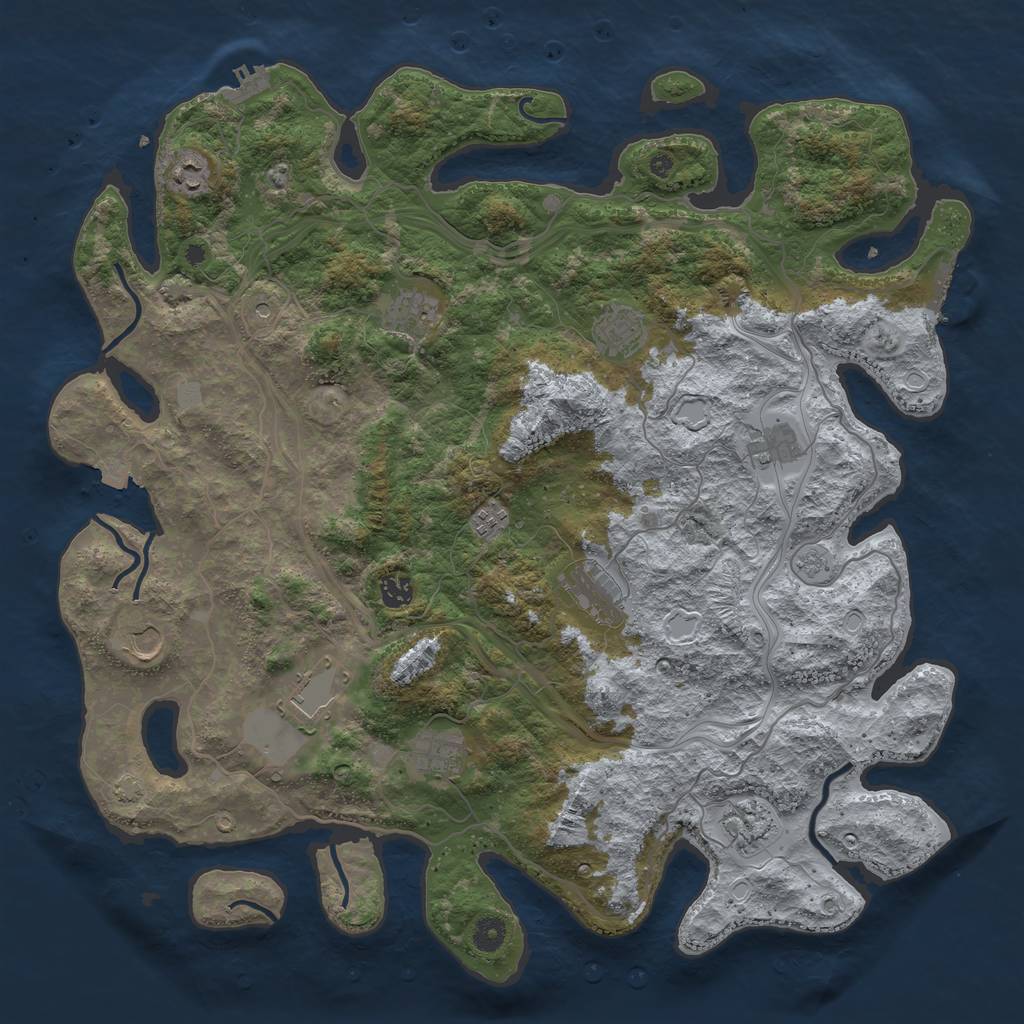 Rust Map: Procedural Map, Size: 4500, Seed: 855680, 19 Monuments