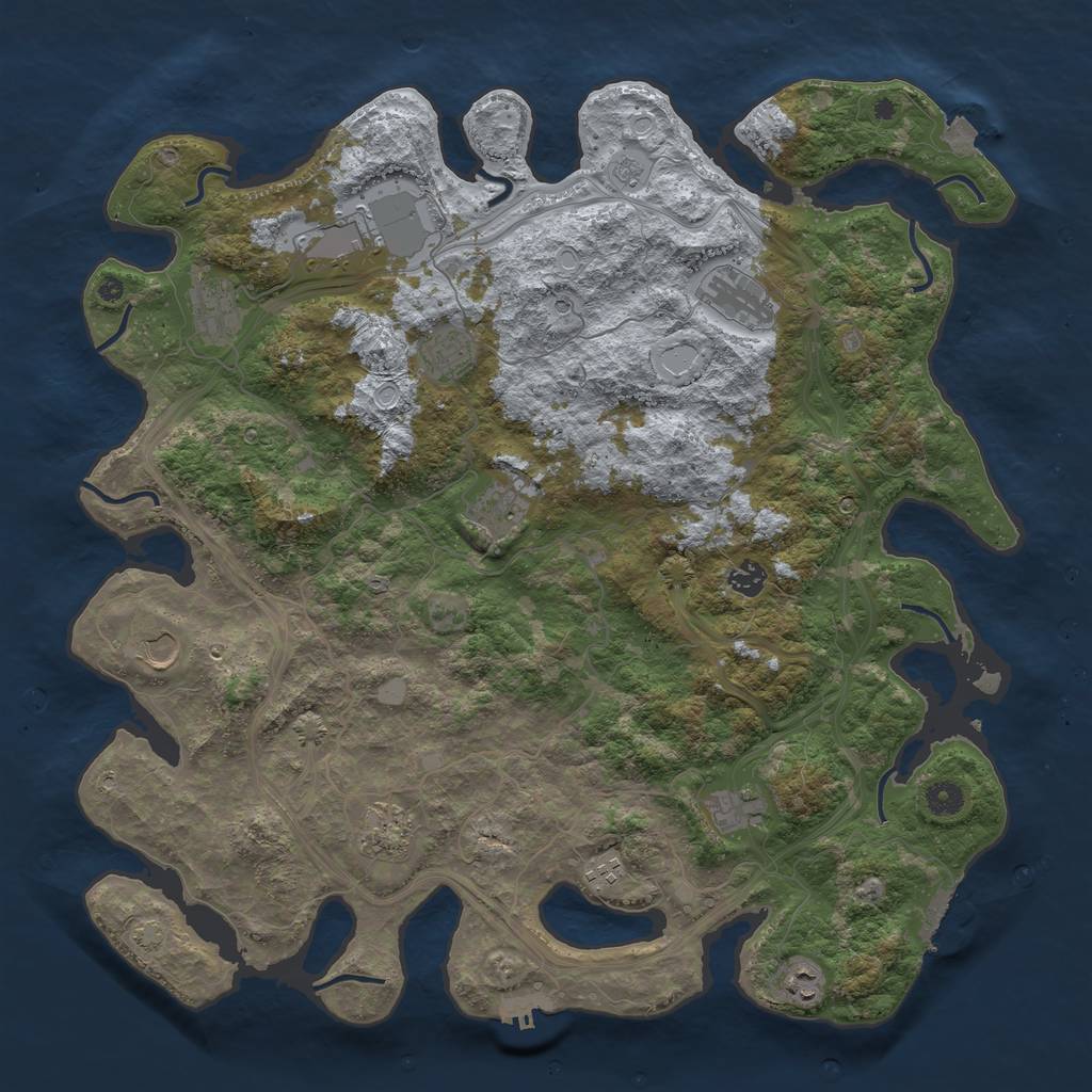 Rust Map: Procedural Map, Size: 4500, Seed: 1425893739, 19 Monuments