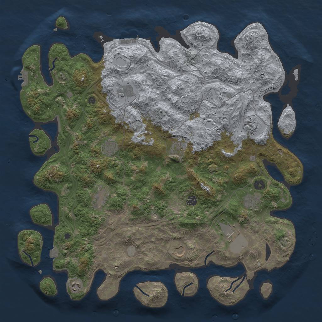 Rust Map: Procedural Map, Size: 4500, Seed: 787342456, 19 Monuments