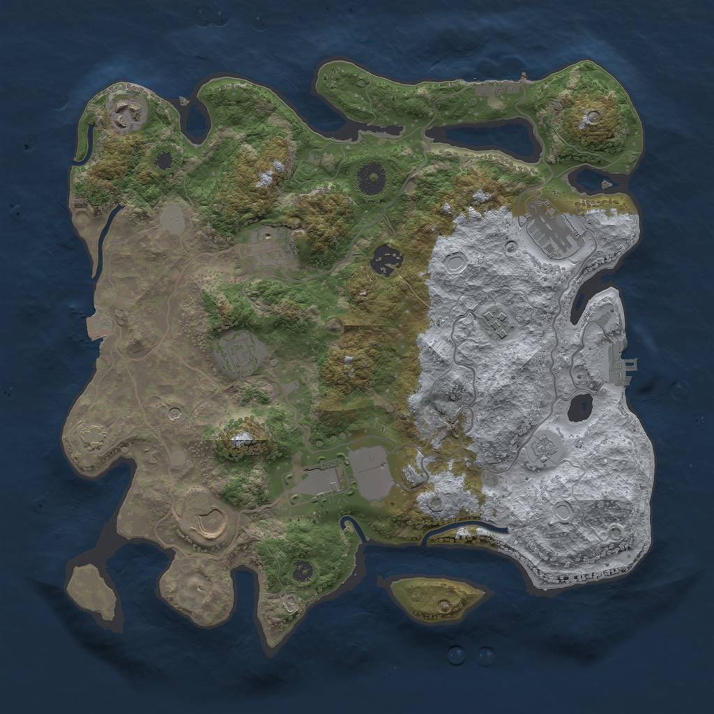 Rust Map: Procedural Map, Size: 3500, Seed: 247582935, 16 Monuments