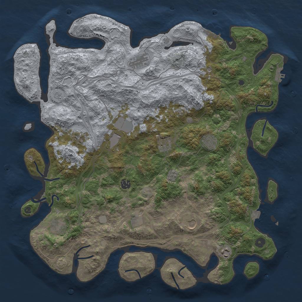 Rust Map: Procedural Map, Size: 4500, Seed: 333788, 19 Monuments