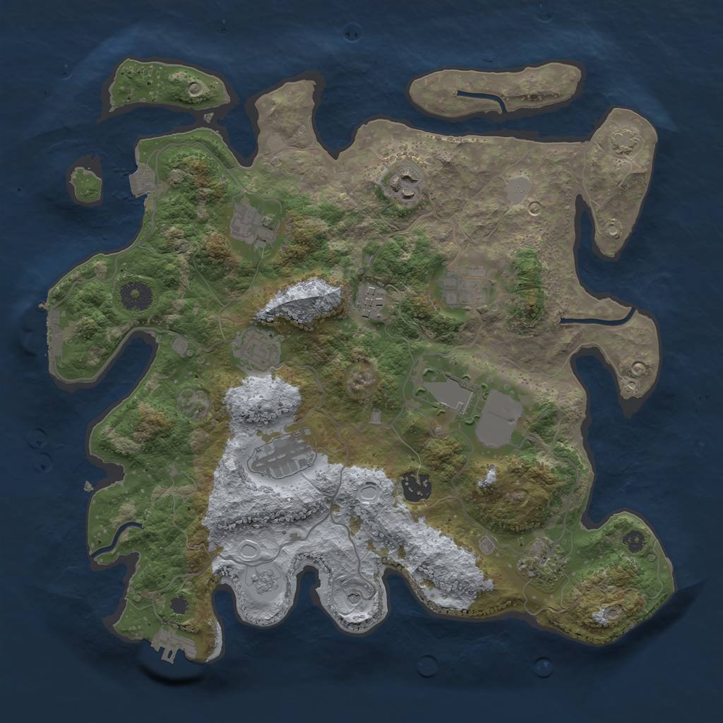 Rust Map: Procedural Map, Size: 3500, Seed: 556632444, 17 Monuments