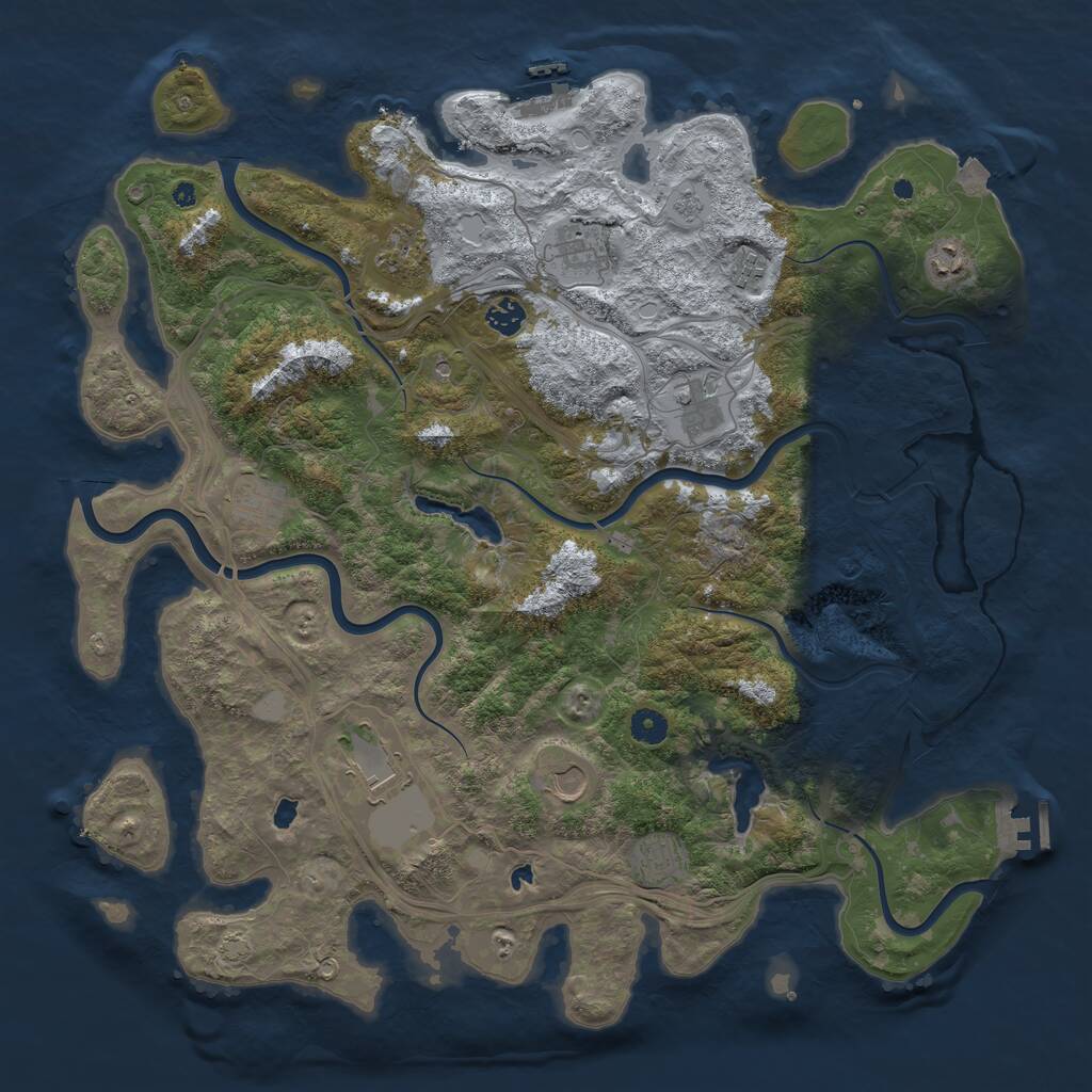 Rust Map: Procedural Map, Size: 4500, Seed: 1085992279, 16 Monuments