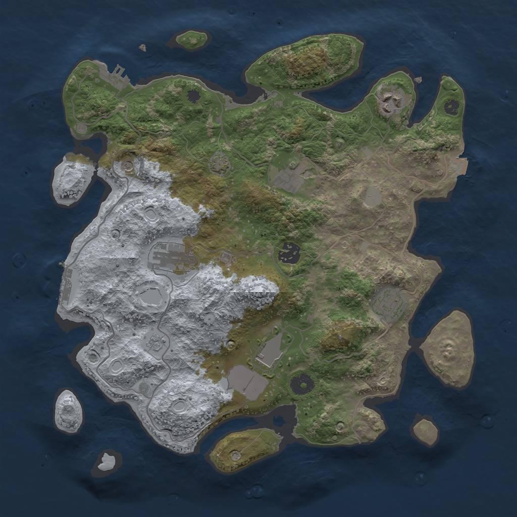 Rust Map: Procedural Map, Size: 3500, Seed: 1405135579, 14 Monuments