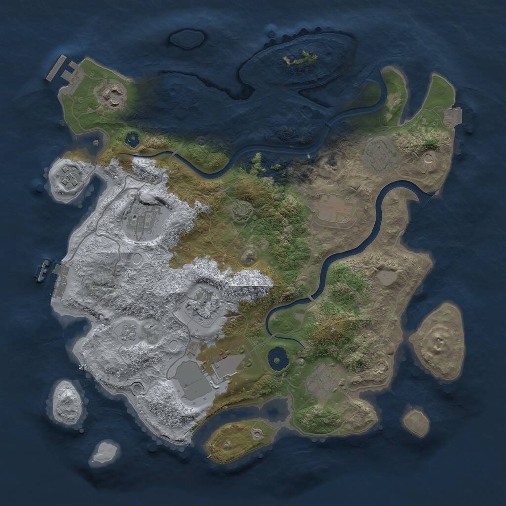 Rust Map: Procedural Map, Size: 3500, Seed: 1405135579, 14 Monuments