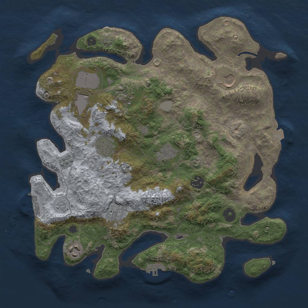 Rust Map: Procedural Map, Size: 3500, Seed: 1744654167, 17 Monuments