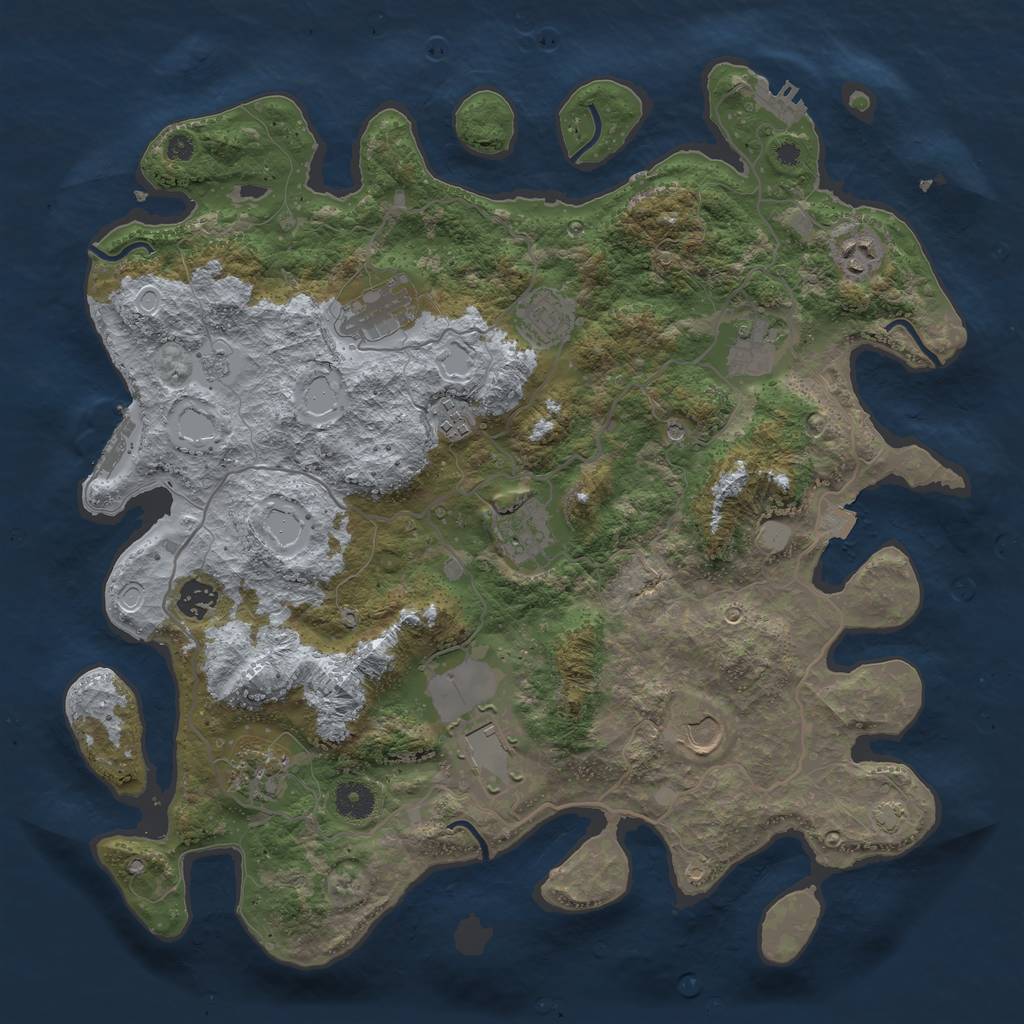 Rust Map: Procedural Map, Size: 4000, Seed: 525291247, 18 Monuments