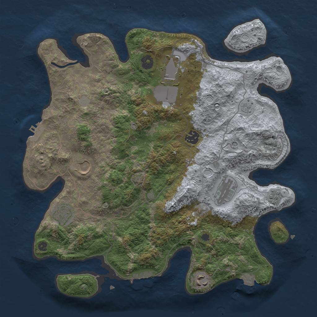 Rust Map: Procedural Map, Size: 3500, Seed: 1505400732, 15 Monuments