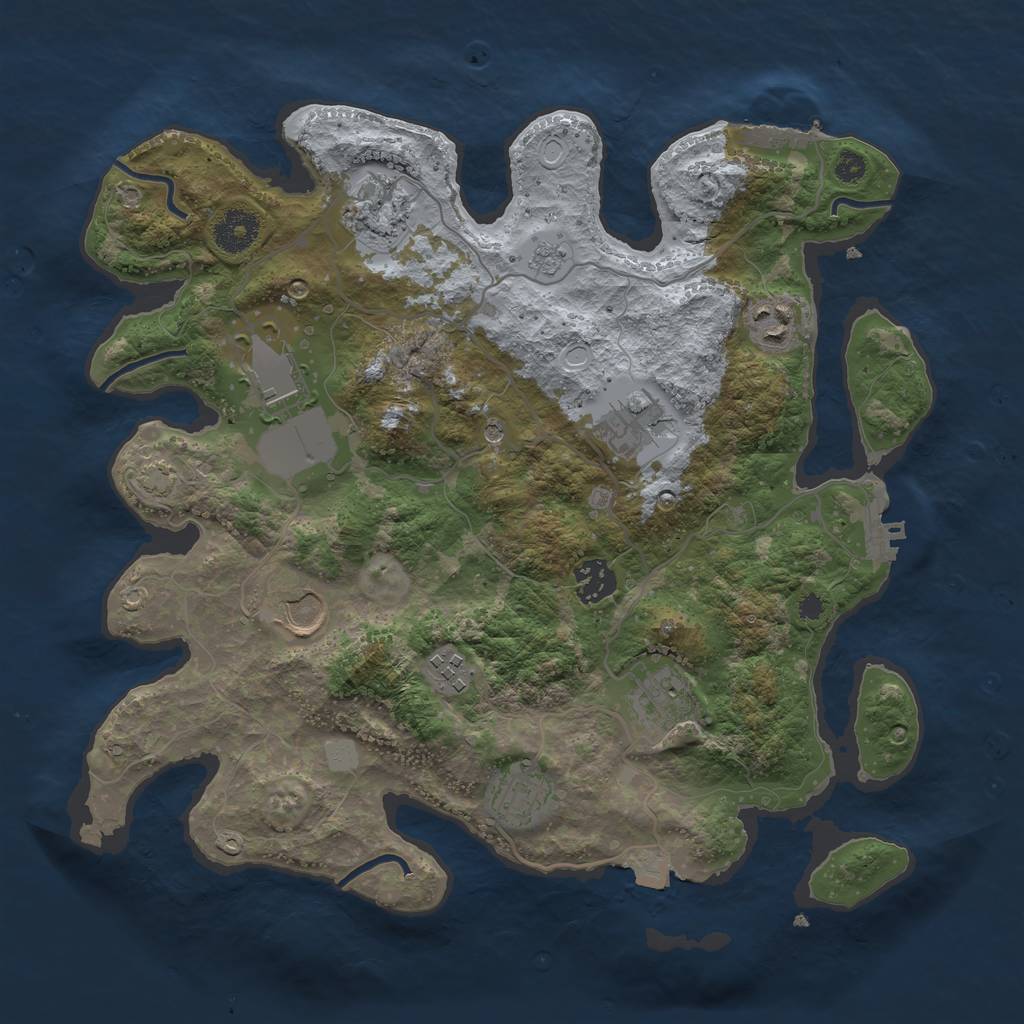 Rust Map: Procedural Map, Size: 3500, Seed: 1993020866, 17 Monuments