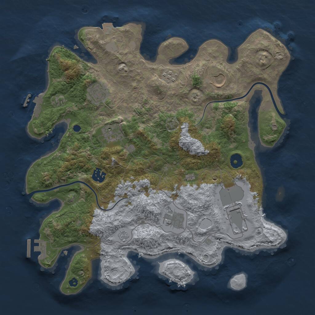 Rust Map: Procedural Map, Size: 3500, Seed: 851347944, 12 Monuments