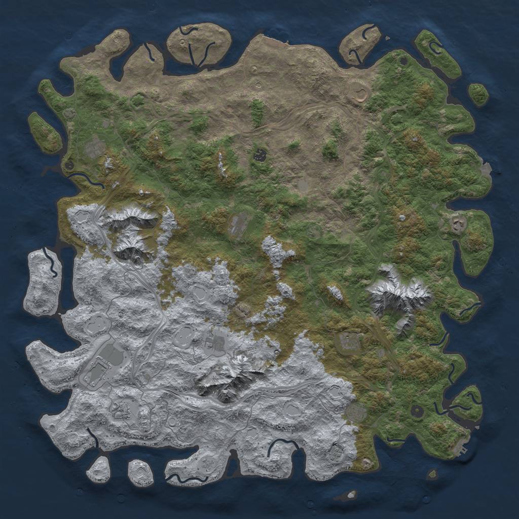 Rust Map: Procedural Map, Size: 6000, Seed: 1233568, 19 Monuments