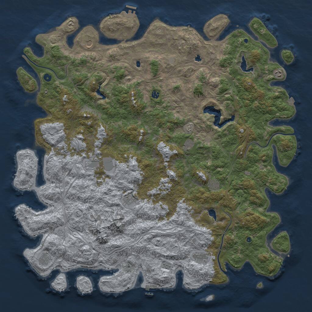Rust Map: Procedural Map, Size: 6000, Seed: 1233568, 17 Monuments