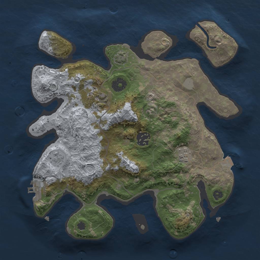 Rust Map: Procedural Map, Size: 2750, Seed: 230597, 9 Monuments